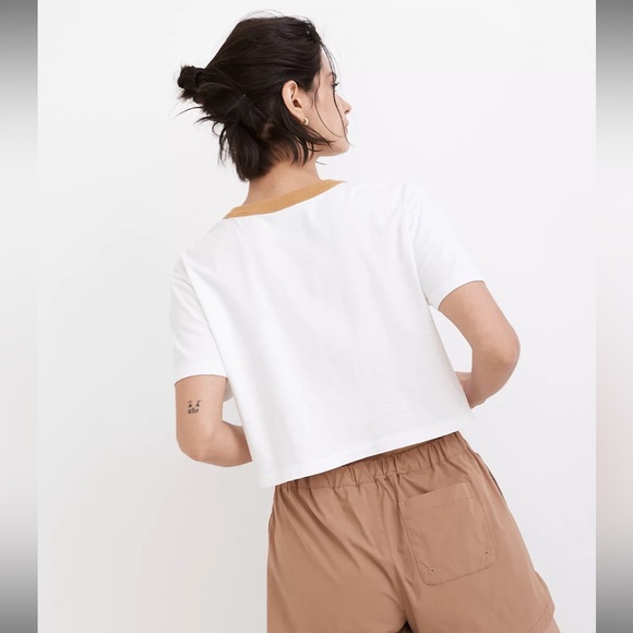 Madewell MWL Camp resort ringer crop tee size L - Picture 7 of 8
